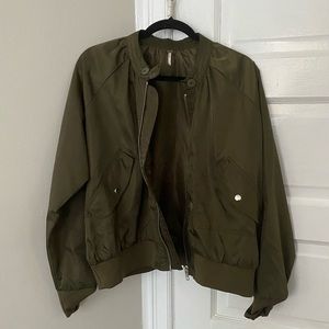 Free people bomber jacket in olive green
